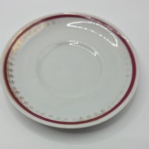 Saucer With Maroon Trim And Gold Trim Vintage